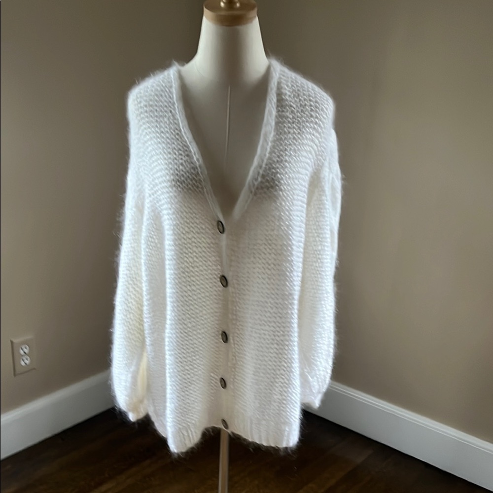 Cozy White Button-Up Sweater